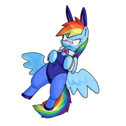 Size: 600x600 | Tagged: safe, artist:kushina13, rainbow dash, pegasus, pony, blushing, bunny suit, clothes, female, leotard, pantyhose, rainbow dash always dresses in style, solo