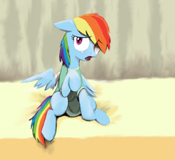 Size: 1474x1353 | Tagged: safe, artist:themightycoolblender, rainbow dash, pegasus, pony, bandage, crying, injured, solo