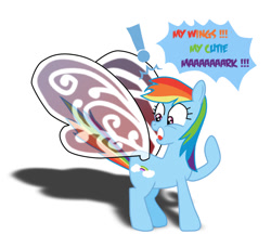 Size: 1096x1000 | Tagged: safe, artist:rhanoa, rainbow dash, pegasus, pony, g3, artificial wings, augmented, glimmer wings, magic, magic wings, rainbow dash always dresses in style, solo, wings