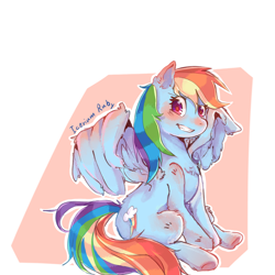 Size: 1500x1500 | Tagged: safe, artist:iceriumruby, derpibooru import, rainbow dash, pegasus, pony, ear fluff, solo