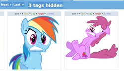 Size: 961x550 | Tagged: safe, derpibooru import, screencap, berry punch, berryshine, rainbow dash, pegasus, pony, derpibooru, exploitable meme, juxtaposition, juxtaposition win