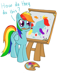 Size: 1280x1664 | Tagged: safe, artist:runbowdash, rainbow dash, pegasus, pony, mouth hold, painting, solo