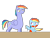 Size: 2560x1920 | Tagged: safe, artist:citrusking46, rainbow blaze, rainbow dash, pegasus, pony, filly, food, messy, pizza, sauce