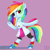 Size: 3000x3000 | Tagged: dead source, safe, artist:aaplepieeru, rainbow dash, pegasus, pony, abstract background, bipedal, clothes, equestria girls outfit, female, high res, looking at you, mare, rainbow socks, shoes, simple background, skirt, sneakers, socks, solo, striped socks, underhoof, wingless