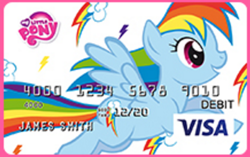 Size: 353x222 | Tagged: safe, derpibooru import, rainbow dash, pegasus, pony, debit card, horse news, stock vector, visa