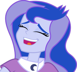 Size: 3199x2990 | Tagged: safe, artist:ambassad0r, edit, editor:slayerbvc, princess luna, vice principal luna, equestria girls, friendship games, clothes, eyes closed, female, laughing, no makeup edit, open mouth, simple background, solo, transparent background, vector, vector edit