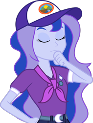 Size: 7000x9205 | Tagged: safe, artist:luckreza8, edit, editor:slayerbvc, princess luna, vice principal luna, equestria girls, legend of everfree, absurd resolution, cap, clothes, eyes closed, hat, no makeup edit, shorts, simple background, solo, transparent background, vector, vector edit