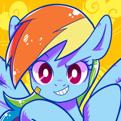 Size: 2000x2000 | Tagged: safe, artist:renokim, derpibooru import, rainbow dash, pegasus, pony, looking at you, solo