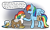 Size: 859x520 | Tagged: safe, artist:breezepleeze, derpibooru import, rainbow dash, oc, oc:gren, oc:rainbow feather, classical hippogriff, griffon, hippogriff, pegasus, pony, brother and sister, cute, dialogue, family, female, interspecies offspring, magical lesbian spawn, male, mother and child, mother and daughter, mother and son, offspring, parent and child, parent:gilda, parent:rainbow dash, parents:gildash, saddle bag, serious, siblings