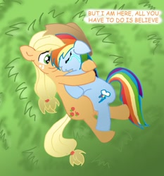 Size: 1050x1128 | Tagged: safe, artist:death-is-death, derpibooru import, applejack, rainbow dash, earth pony, pegasus, pony, appledash, crying, fanfic, female, hat, lesbian, shipping