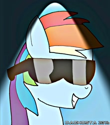 Size: 1700x1922 | Tagged: safe, artist:dachosta, derpibooru import, rainbow dash, pegasus, pony, bust, portrait, solo, spotlight, sunglasses