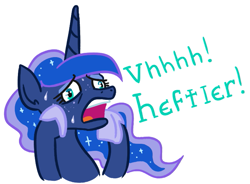 Size: 711x522 | Tagged: safe, artist:jargon scott, princess luna, alicorn, pony, constellation freckles, female, mare, meme, simple background, solo, sweat, white background