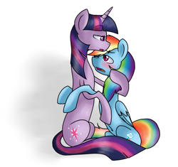 Size: 1273x1195 | Tagged: safe, artist:sarath-15, rainbow dash, twilight sparkle, pegasus, pony, blushing, embrace, female, lesbian, shipping, twidash