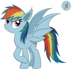 Size: 1024x974 | Tagged: safe, artist:bubblestormx, rainbow dash, bat pony, pony, bats!, bat ponified, race swap, rainbowbat, simple background, solo, transparent background, vector