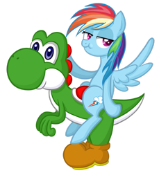 Size: 855x935 | Tagged: safe, artist:thecheeseburger, derpibooru import, rainbow dash, pegasus, pony, crossover, super mario bros., yoshi