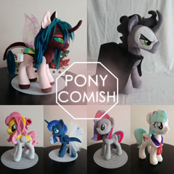 Size: 960x960 | Tagged: safe, artist:dixierarity, coco pommel, king sombra, princess luna, oc, oc:soest sound, alicorn, pegasus, pony, unicorn, commission, for sale, plushie, your character here