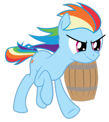 Size: 3065x3432 | Tagged: safe, artist:justablankflank, derpibooru import, edit, rainbow dash, earth pony, pony, alternate cutie mark, alternate universe, barrel, cropped, earth pony rainbow dash, race swap, running, simple background, solo, transparent background, vector