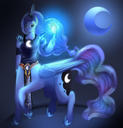 Size: 1280x1338 | Tagged: safe, artist:the-savage-huntress, princess luna, anthro, centaur, ponytaur, anthro centaur, ponytaur challenge