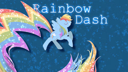 Size: 1366x768 | Tagged: safe, artist:brassiamaurva, derpibooru import, rainbow dash, pegasus, pony, flying, impossibly long tail, solo, wallpaper