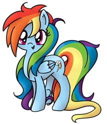 Size: 1235x1440 | Tagged: safe, artist:chappy34, artist:kodok37, rainbow dash, pegasus, pony, cute, long mane, solo