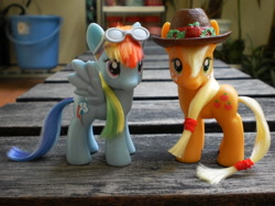 Size: 1280x960 | Tagged: safe, artist:sapplejack, derpibooru import, applejack, rainbow dash, brushable, irl, photo, toy