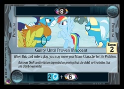 Size: 480x344 | Tagged: safe, derpibooru import, blaze, misty fly, rainbow dash, soarin', wind rider, pegasus, pony, rarity investigates, ccg, enterplay, marks in time, merchandise, wonderbolts