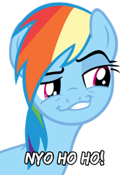 Size: 737x1024 | Tagged: safe, edit, rainbow dash, pegasus, pony, daring don't, gyro zeppeli, image macro, jojo's bizarre adventure, nyo ho, smugdash, solo, steel ball run