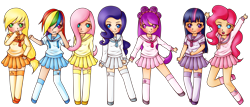 Size: 9377x4024 | Tagged: safe, artist:emoisthenewhappy, derpibooru import, applejack, fluttershy, pinkie pie, rainbow dash, rarity, twilight sparkle, oc, absurd resolution, humanized, mane six