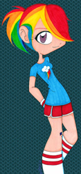 Size: 800x1715 | Tagged: safe, artist:kyokokitten, rainbow dash, human, humanized, light skin, solo