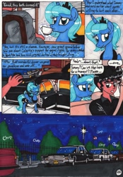 Size: 2076x2978 | Tagged: safe, artist:newyorkx3, princess luna, oc, oc:tommy, alicorn, pony, comic:young days, cadillac, car, comic, drinking, night, s1 luna, traditional art