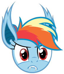 Size: 5200x6000 | Tagged: safe, artist:magister39, rainbow dash, bat pony, pony, absurd resolution, bat ponified, disembodied head, fangs, head, race swap, rainbowbat, simple background, solo, transparent background, vector
