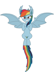 Size: 774x1032 | Tagged: safe, artist:rainbowdashswagger, rainbow dash, bat pony, pony, bat ponified, fangs, paint tool sai, race swap, rainbowbat, solo