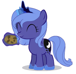 Size: 797x781 | Tagged: useless source url, safe, artist:dassboshit, artist:eiti3, artist:karmakstylez, edit, editor:dassboshit, editor:eiti3, editor:karmakstylez, princess luna, alicorn, pony, cookie, cropped, cute, eating, female, filly, food, happy, lunabetes, simple background, solo, transparent background, woona, younger