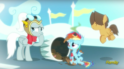 Size: 1333x745 | Tagged: safe, derpibooru import, screencap, hoops, rainbow dash, pegasus, pony, newbie dash, bully, dirty, discovery family logo, filly rainbow dash, flashback, ms. whirlwind, rainbow crash, rainbow trash, smell, teacher, trash, trash can