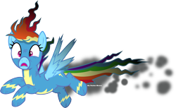 Size: 3404x2082 | Tagged: safe, artist:vector-brony, derpibooru import, rainbow dash, pegasus, pony, newbie dash, dazed, female, inkscape, mare, open mouth, rainbow crash, shocked, signature, simple background, singed, solo, that was fast, transparent background, vector, wonderbolts uniform