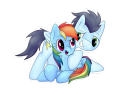 Size: 1024x768 | Tagged: safe, artist:shiverbear, rainbow dash, soarin', pegasus, pony, female, male, shipping, soarindash, straight