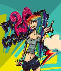 Size: 1700x1984 | Tagged: safe, artist:felelem, rainbow dash, human, humanized, light skin, solo