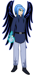 Size: 3000x6200 | Tagged: safe, alternate version, artist:cyril_deroach, nightmare moon, princess luna, human, art pack:equestria humanized project, alternate design, clothes, female, humanized, magic, simple background, solo, transparent background, winged humanization, wings