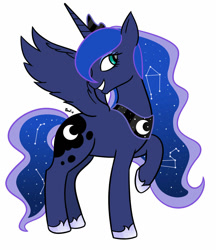 Size: 950x1100 | Tagged: safe, artist:cherrycandi, princess luna, alicorn, pony, constellation, female, flowing mane, simple background, solo, white background