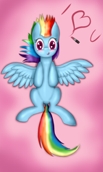 Size: 1476x2464 | Tagged: safe, artist:p0nfir3, rainbow dash, pegasus, pony, female, mare, simple background, solo