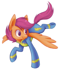 Size: 738x856 | Tagged: safe, artist:lightning-stars, scootaloo, g4, flying, older, scootaloo can fly, simple background, solo, wonderbolts uniform