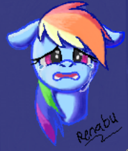 Size: 184x217 | Tagged: safe, artist:renabu, derpibooru import, rainbow dash, pegasus, pony, crying, floppy ears, sad, simple background, solo