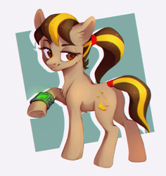 Size: 827x877 | Tagged: safe, artist:lightning-stars, oc, oc only, oc:karma, pony, chromatic aberration, plot, ponytail, solo