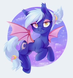 Size: 866x923 | Tagged: safe, artist:lightning-stars, oc, oc only, oc:moon sugar, bat pony, pony, bedroom eyes, cute, cute little fangs, ear fluff, eyeshadow, fangs, looking at you, makeup, solo