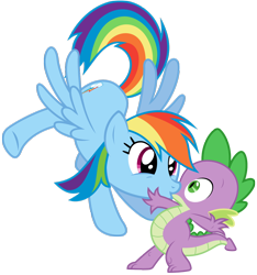 Size: 1332x1422 | Tagged: safe, rainbow dash, spike, dragon, pegasus, pony, female, hundreds of users filter this tag, kissing, male, rainbowspike, shipping, simple background, straight, transparent background, vector