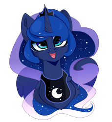 Size: 4574x5000 | Tagged: source needed, safe, artist:xsatanielx, princess luna, alicorn, pony, bust, cute, ethereal mane, female, jewelry, lunabetes, mare, rcf community, regalia, simple background, solo, starry mane, transparent background