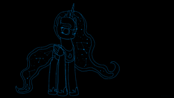 Size: 1920x1080 | Tagged: safe, artist:astralr, princess luna, alicorn, pony, female, lineart, mare, monochrome, solo