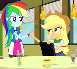 Size: 800x720 | Tagged: safe, derpibooru import, screencap, applejack, rainbow dash, equestria girls, rainbow rocks, cropped