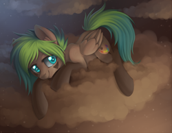 Size: 1000x776 | Tagged: safe, artist:lightning-stars, oc, pegasus, pony, cloud, on a cloud, solo