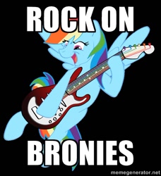 Size: 500x549 | Tagged: safe, artist:cluttercluster, edit, rainbow dash, pegasus, pony, guitar, image macro, rainbow thrash, rock, solo